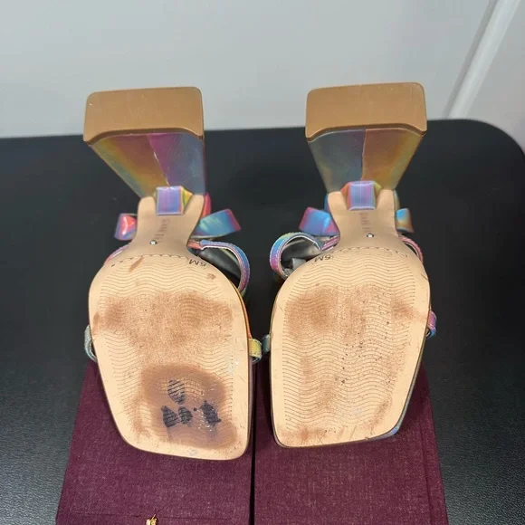 Gianni Bini Rainbow Iridescent Strappy Block Heel Sandals Size 5 - Picture 4 of 8
